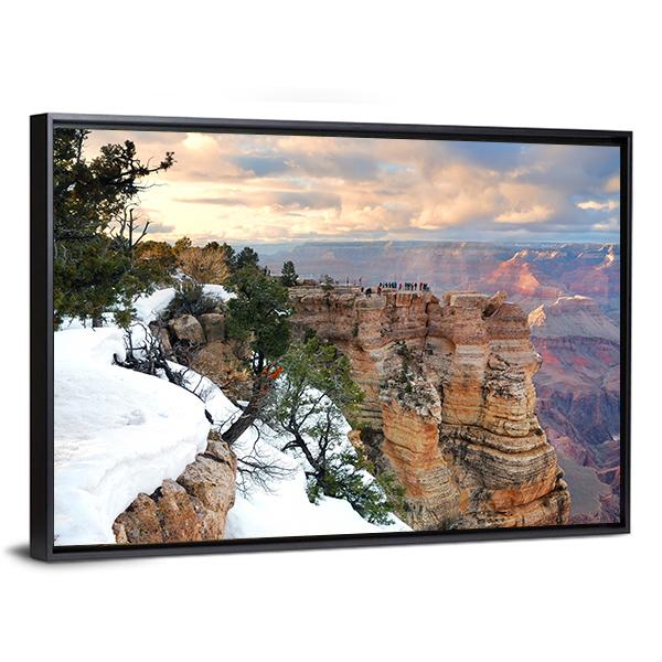 Snow On Grand Canyon Canvas Wall Art-3 Horizontal-Gallery Wrap-25" x 16"-Tiaracle