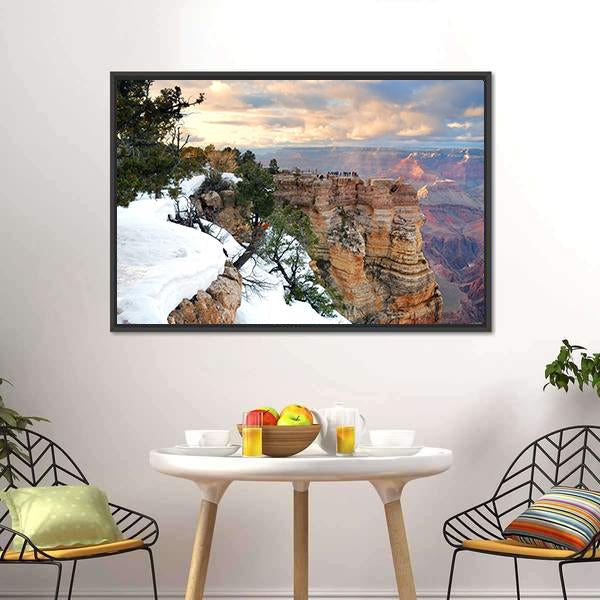 Snow On Grand Canyon Canvas Wall Art-3 Horizontal-Gallery Wrap-25" x 16"-Tiaracle