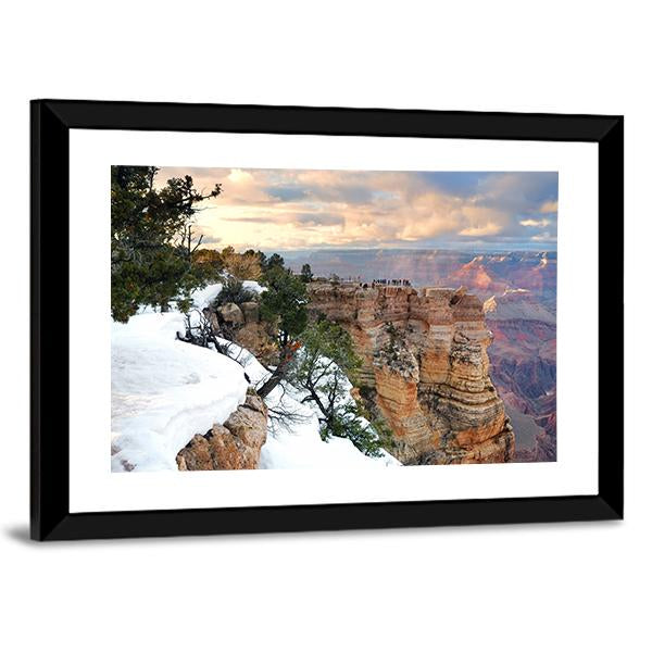 Snow On Grand Canyon Canvas Wall Art-3 Horizontal-Gallery Wrap-25" x 16"-Tiaracle