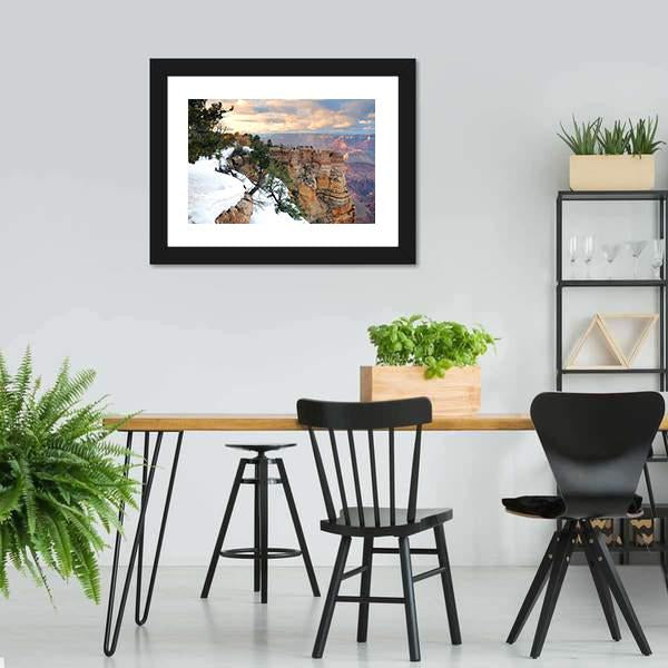 Snow On Grand Canyon Canvas Wall Art-3 Horizontal-Gallery Wrap-25" x 16"-Tiaracle