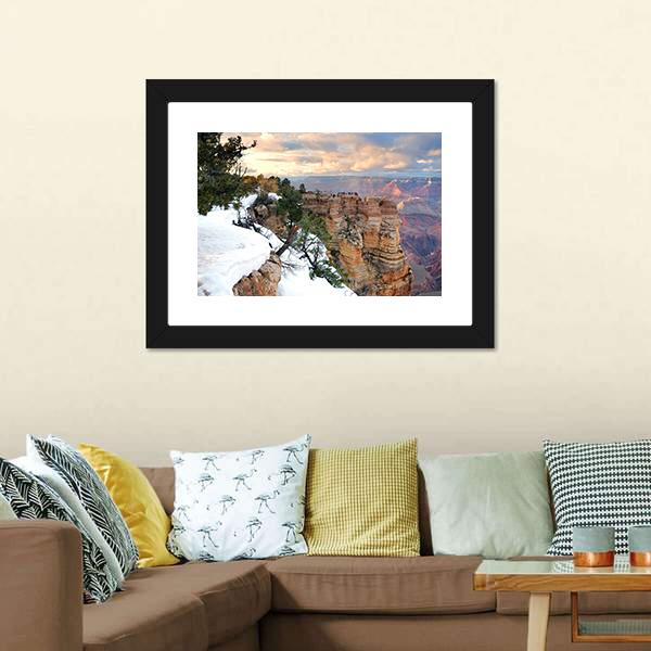 Snow On Grand Canyon Canvas Wall Art-3 Horizontal-Gallery Wrap-25" x 16"-Tiaracle