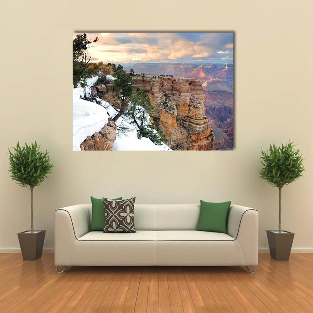 Snow On Grand Canyon Canvas Wall Art-1 Piece-Gallery Wrap-48" x 32"-Tiaracle