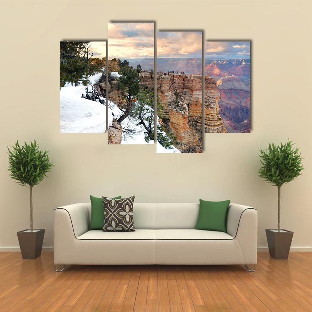 Snow On Grand Canyon Canvas Wall Art-4 Pop-Gallery Wrap-50" x 32"-Tiaracle