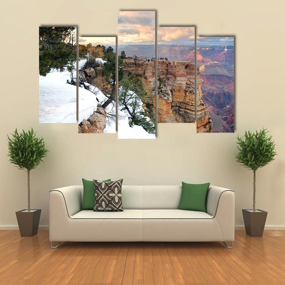 Snow On Grand Canyon Canvas Wall Art-5 Pop-Gallery Wrap-47" x 32"-Tiaracle