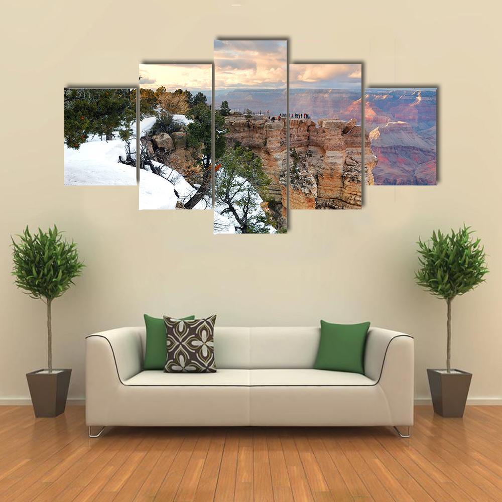 Snow On Grand Canyon Canvas Wall Art-5 Star-Gallery Wrap-62" x 32"-Tiaracle