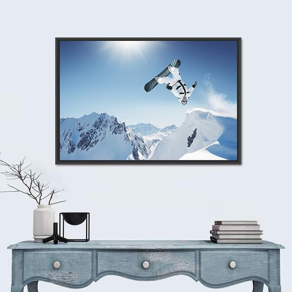 Snowboard Jump Canvas Wall Art-1 Piece-Floating Frame-24" x 16"-Tiaracle