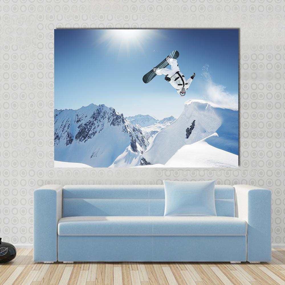 Snowboard Jump Canvas Wall Art-1 Piece-Gallery Wrap-48" x 32"-Tiaracle