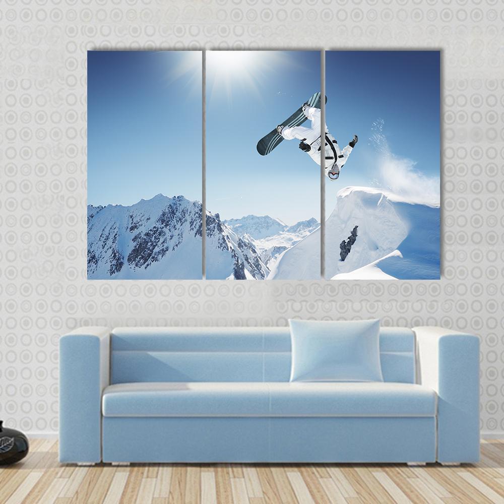 Snowboard Jump Canvas Wall Art-3 Horizontal-Gallery Wrap-37" x 24"-Tiaracle