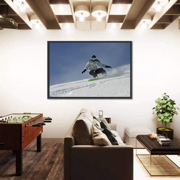 Snowboard Woman Racing Downhill Slope Canvas Wall Art-3 Horizontal-Gallery Wrap-25" x 16"-Tiaracle