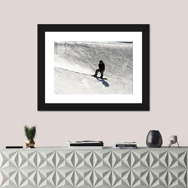 Snowboarder going Down Canvas Wall Art-1 Piece-Framed Print-20" x 16"-Tiaracle