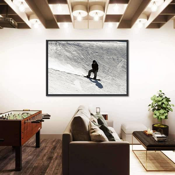 Snowboarder going Down Canvas Wall Art-3 Horizontal-Gallery Wrap-25" x 16"-Tiaracle