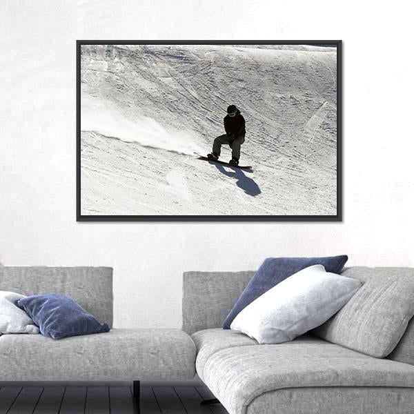 Snowboarder going Down Canvas Wall Art-3 Horizontal-Gallery Wrap-25" x 16"-Tiaracle