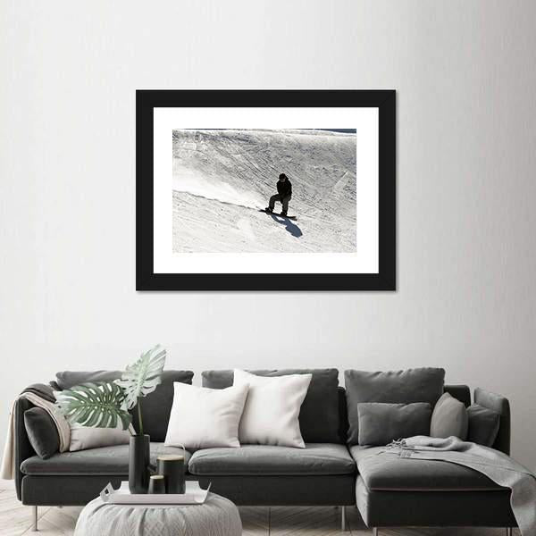 Snowboarder going Down Canvas Wall Art-3 Horizontal-Gallery Wrap-25" x 16"-Tiaracle