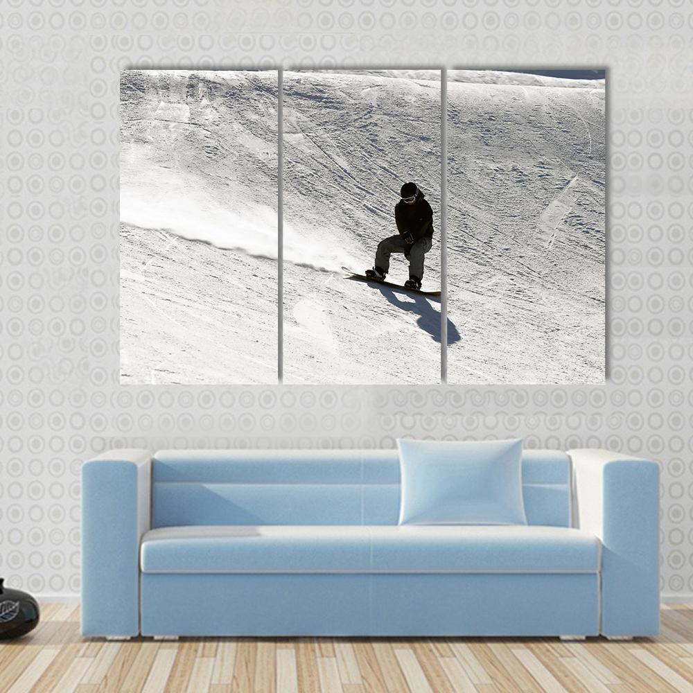 Snowboarder going Down Canvas Wall Art-3 Horizontal-Gallery Wrap-37" x 24"-Tiaracle