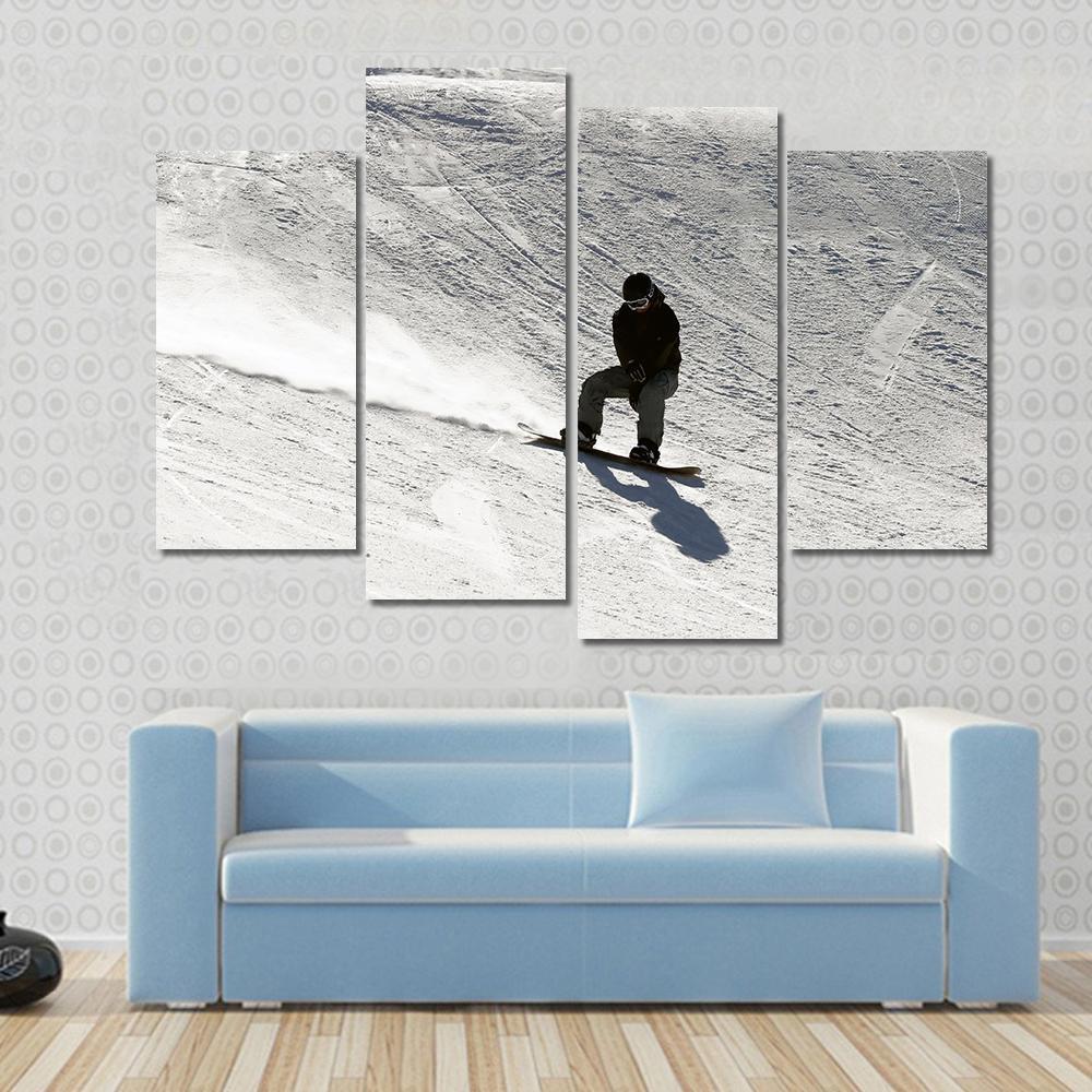 Snowboarder going Down Canvas Wall Art-4 Pop-Gallery Wrap-50" x 32"-Tiaracle