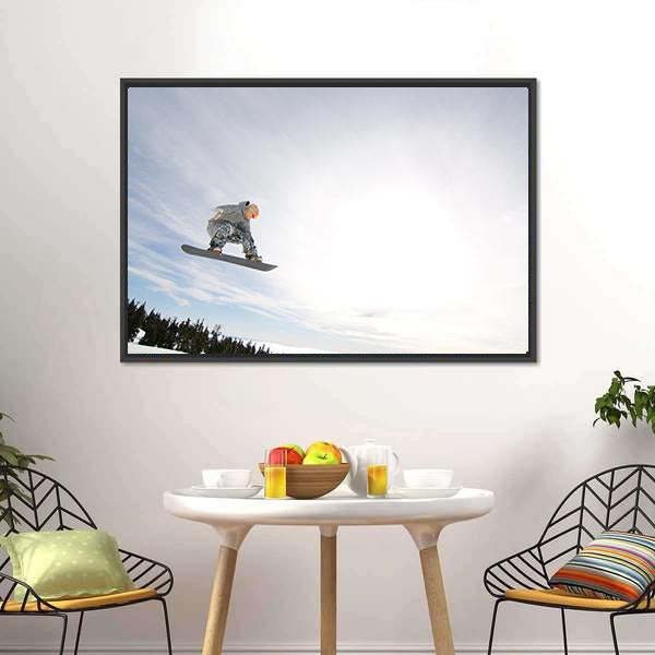 Snowboarder In Air Canvas Wall Art-3 Horizontal-Gallery Wrap-25" x 16"-Tiaracle