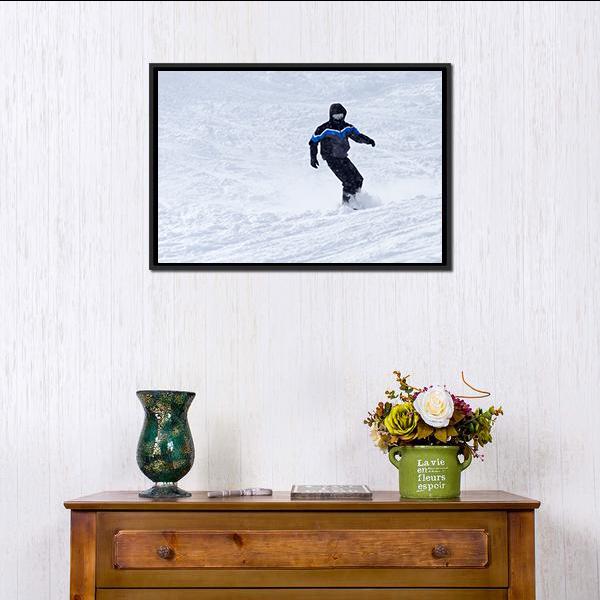 Snowboarder In Motion Canvas Wall Art-3 Horizontal-Gallery Wrap-25" x 16"-Tiaracle