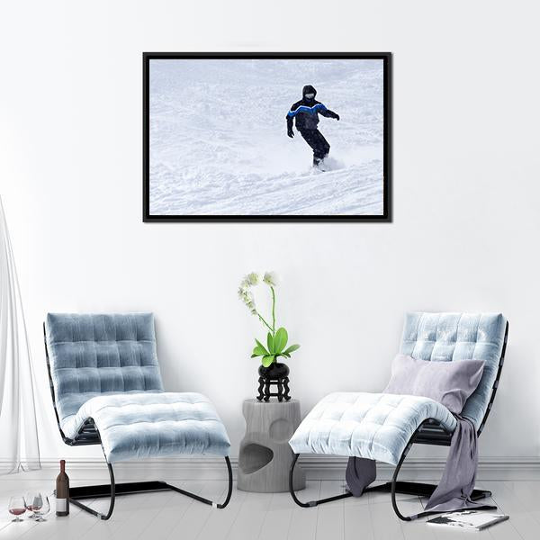 Snowboarder In Motion Canvas Wall Art-1 Piece-Floating Frame-24" x 16"-Tiaracle