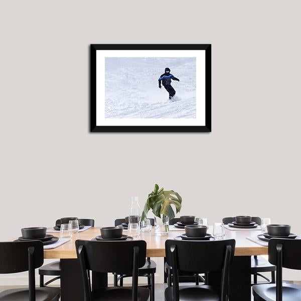 Snowboarder In Motion Canvas Wall Art-1 Piece-Framed Print-20" x 16"-Tiaracle