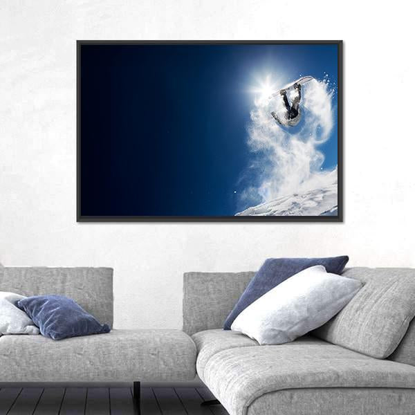 Snowboarder Making High Jump Canvas Wall Art-3 Horizontal-Gallery Wrap-25" x 16"-Tiaracle