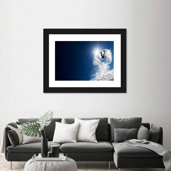 Snowboarder Making High Jump Canvas Wall Art-3 Horizontal-Gallery Wrap-25" x 16"-Tiaracle