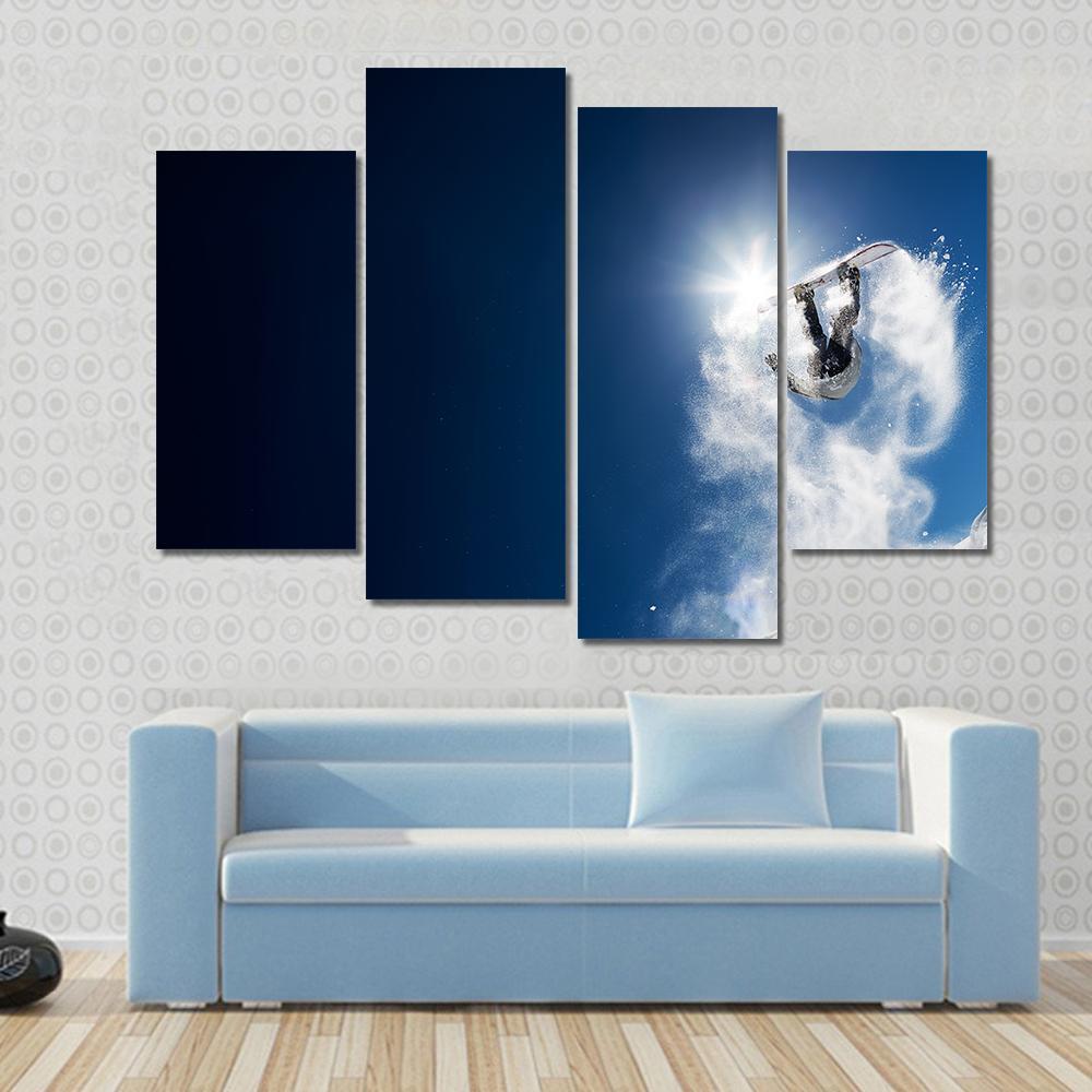 Snowboarder Making High Jump Canvas Wall Art-4 Pop-Gallery Wrap-50" x 32"-Tiaracle