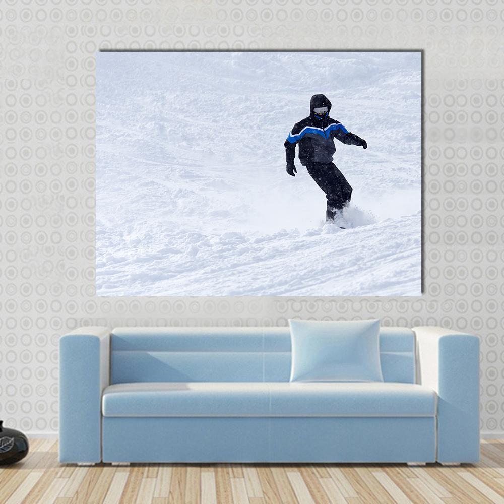 Snowboarder In Motion Canvas Wall Art-1 Piece-Gallery Wrap-48" x 32"-Tiaracle