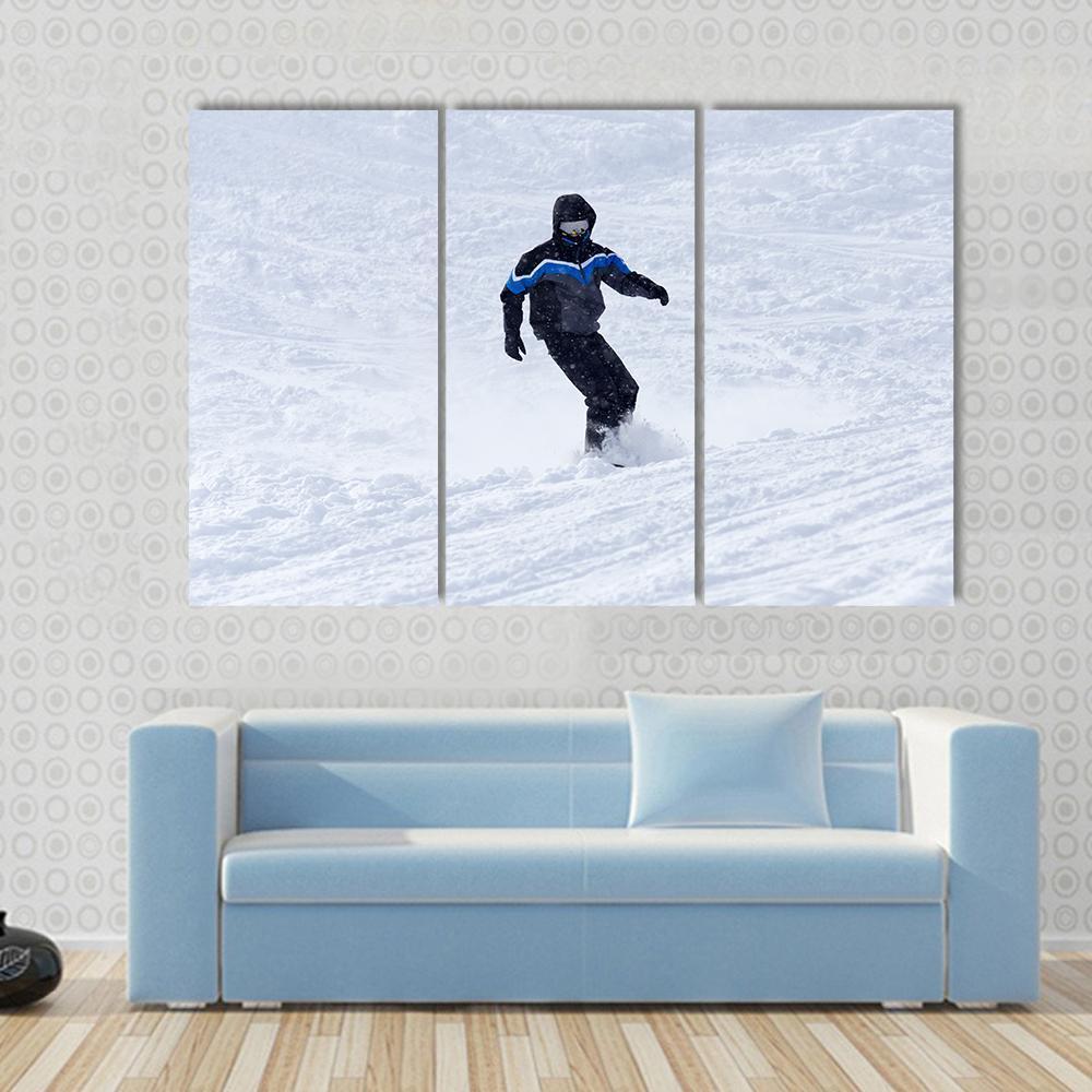 Snowboarder In Motion Canvas Wall Art-3 Horizontal-Gallery Wrap-37" x 24"-Tiaracle