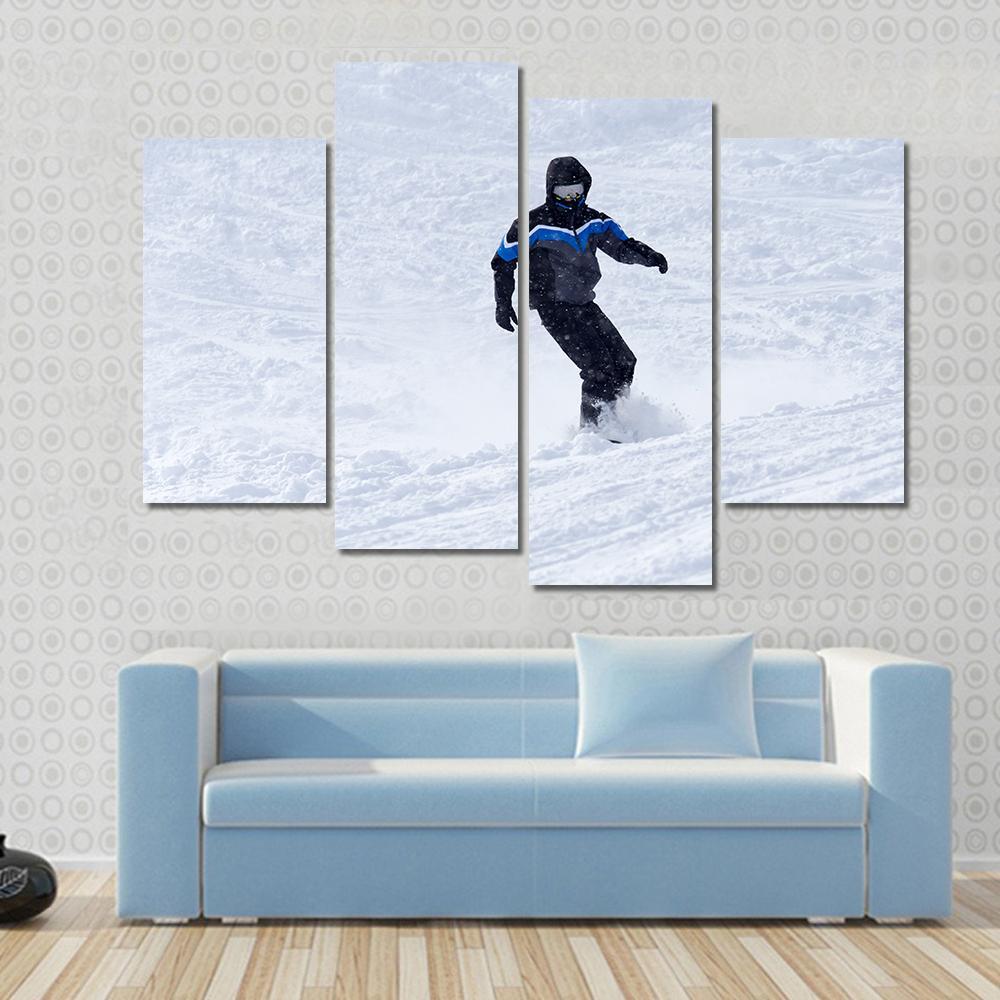 Snowboarder In Motion Canvas Wall Art-4 Pop-Gallery Wrap-50" x 32"-Tiaracle