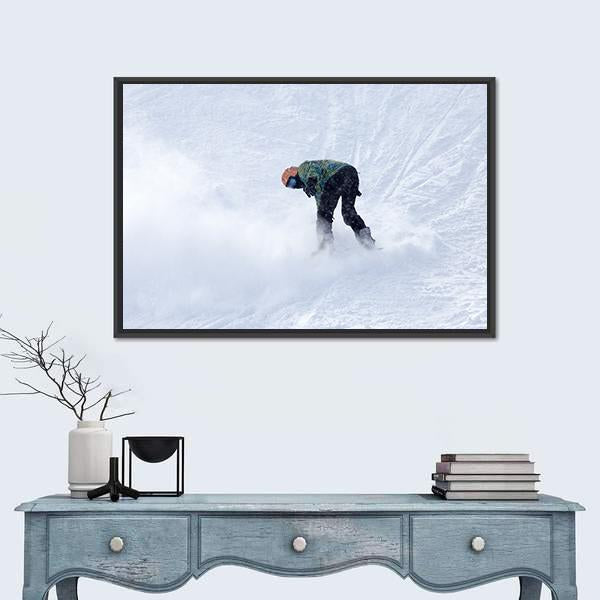 Snowboarder On Snow Canvas Wall Art-1 Piece-Floating Frame-24" x 16"-Tiaracle