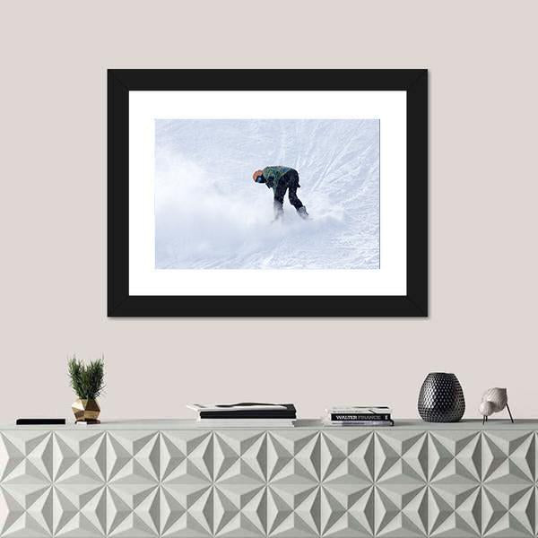 Snowboarder On Snow Canvas Wall Art-1 Piece-Framed Print-20" x 16"-Tiaracle