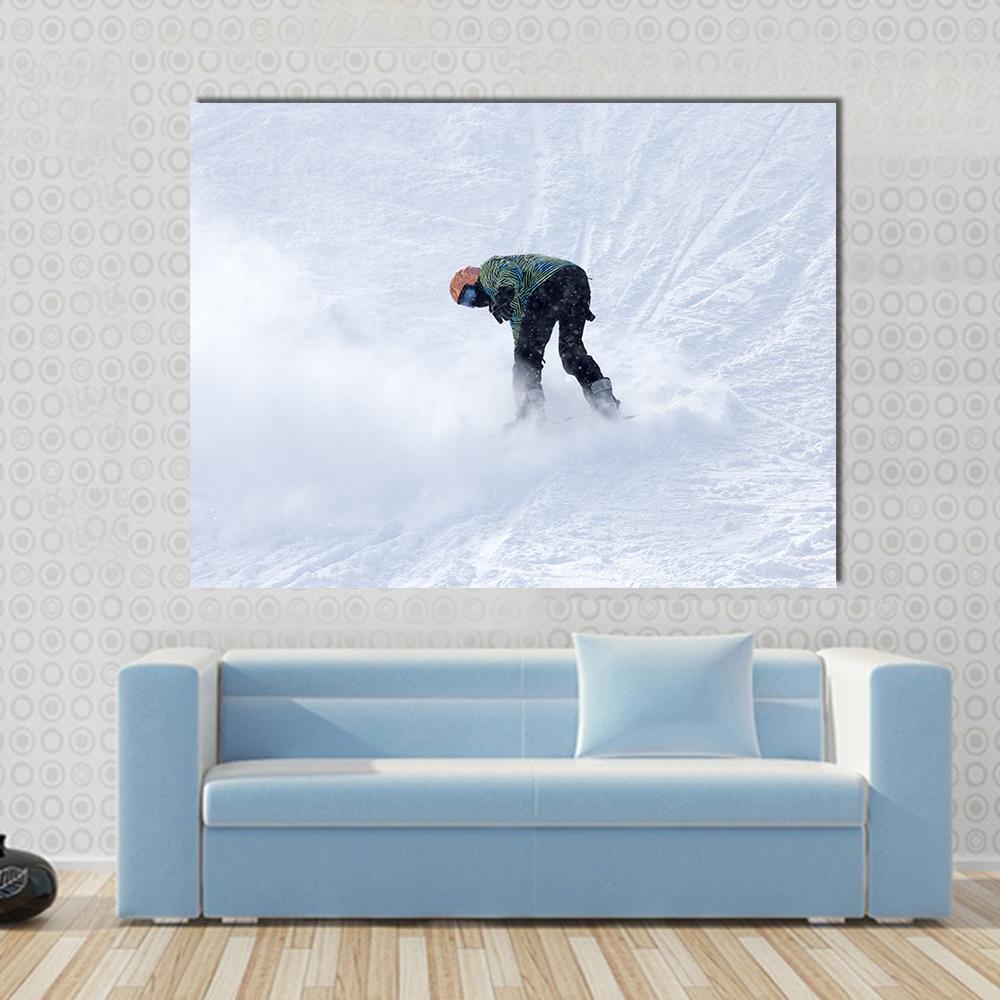 Snowboarder On Snow Canvas Wall Art-1 Piece-Gallery Wrap-48" x 32"-Tiaracle