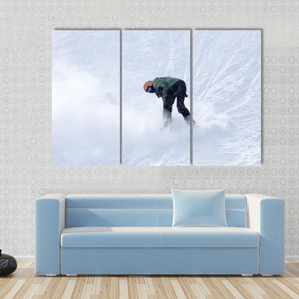 Snowboarder On Snow Canvas Wall Art-3 Horizontal-Gallery Wrap-37" x 24"-Tiaracle