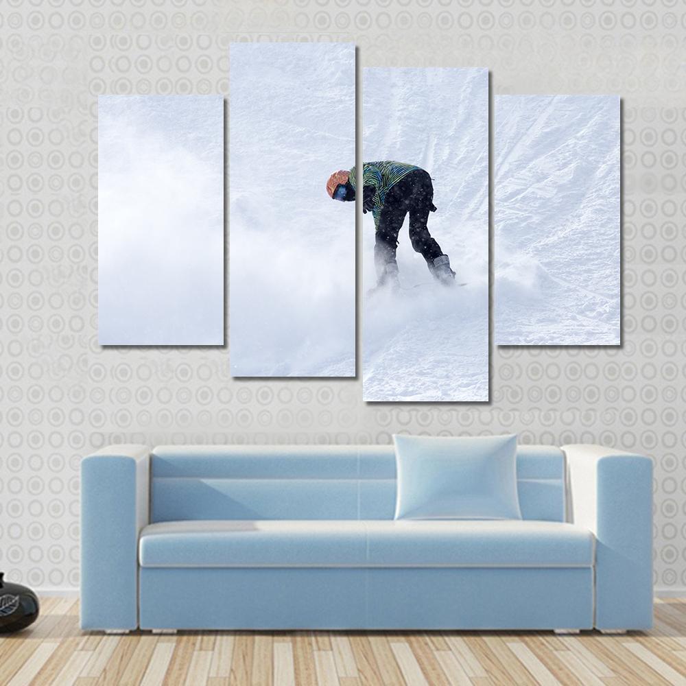 Snowboarder On Snow Canvas Wall Art-4 Pop-Gallery Wrap-50" x 32"-Tiaracle