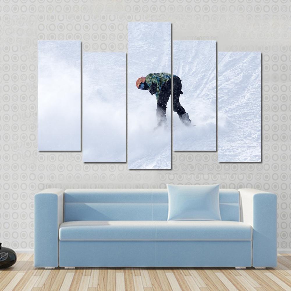 Snowboarder On Snow Canvas Wall Art-5 Pop-Gallery Wrap-47" x 32"-Tiaracle