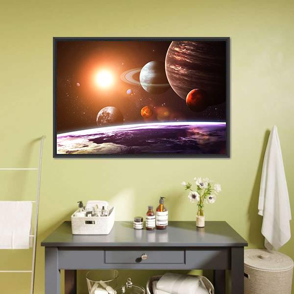 Solar System Canvas Wall Art-1 Piece-Floating Frame-24" x 16"-Tiaracle