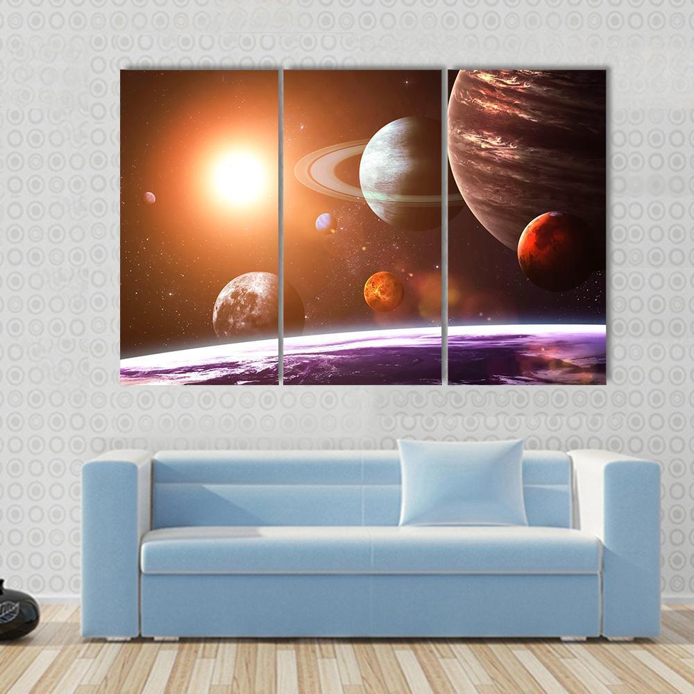 Solar System Canvas Wall Art-3 Horizontal-Gallery Wrap-37" x 24"-Tiaracle