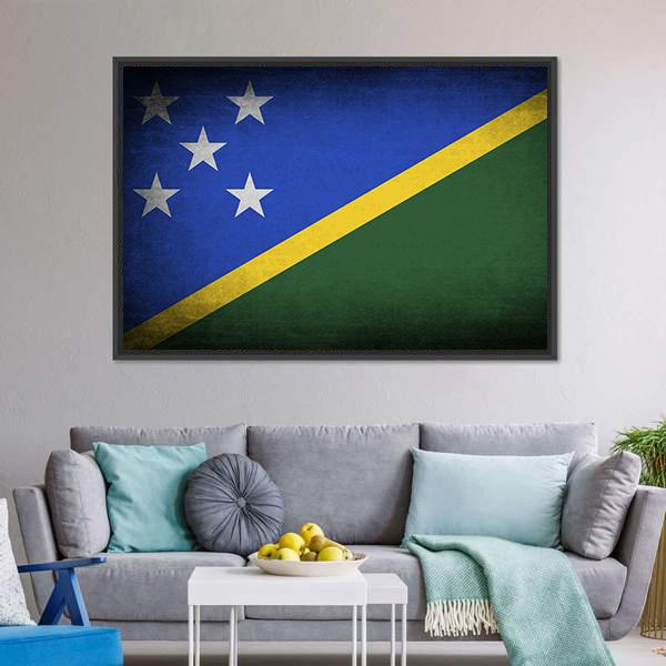 Solomon Islands Flag Canvas Wall Art-3 Horizontal-Gallery Wrap-25" x 16"-Tiaracle