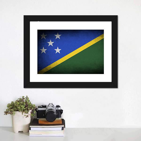 Solomon Islands Flag Canvas Wall Art-1 Piece-Framed Print-20" x 16"-Tiaracle
