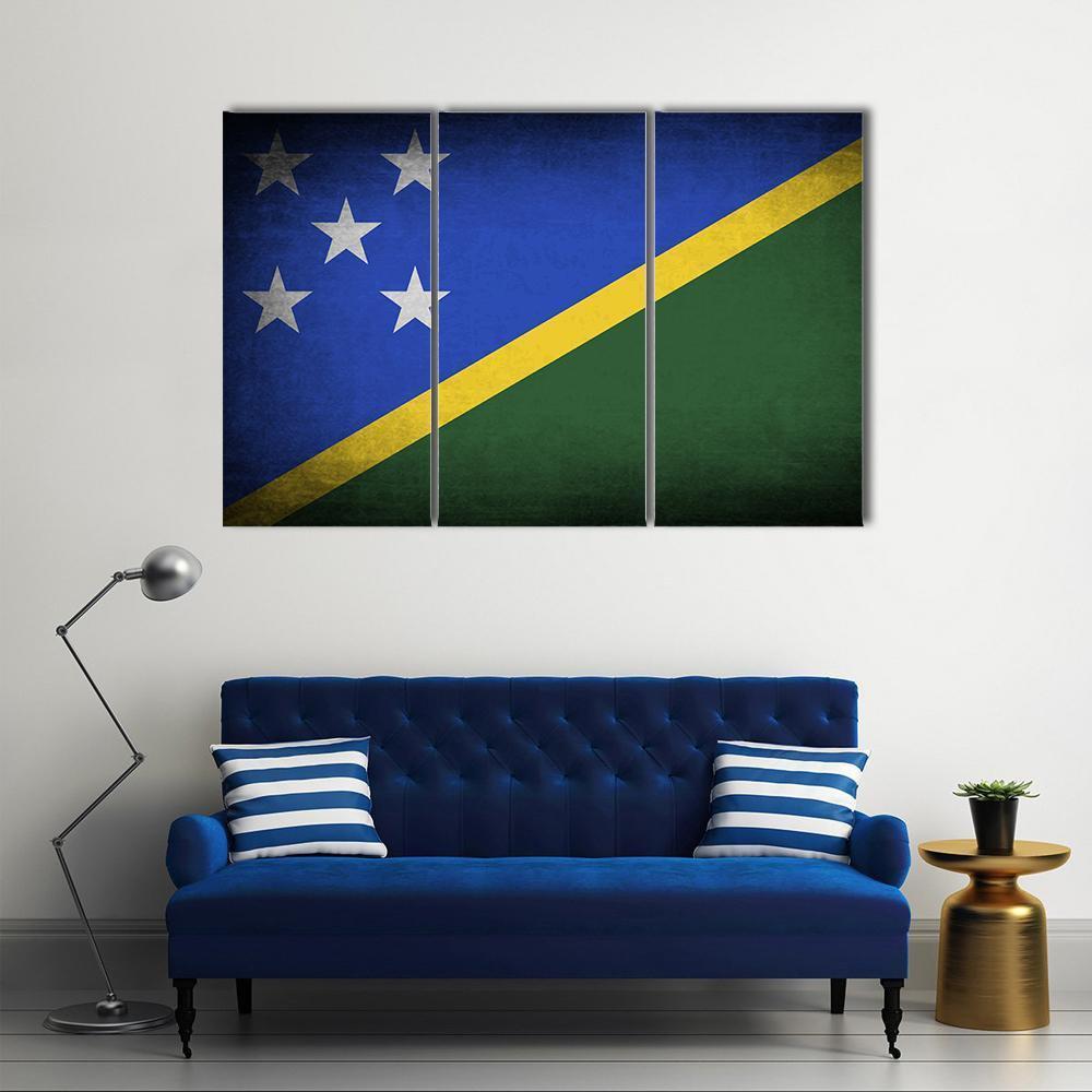 Solomon Islands Flag Canvas Wall Art-3 Horizontal-Gallery Wrap-37" x 24"-Tiaracle