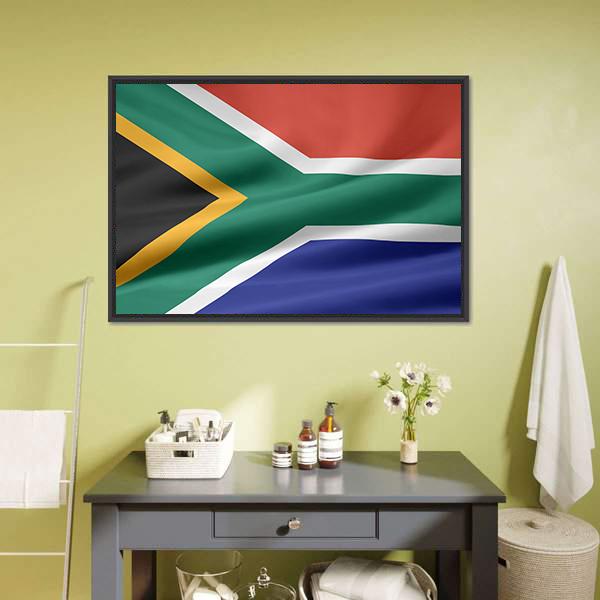 South Africa Flag Canvas Wall Art-1 Piece-Floating Frame-24" x 16"-Tiaracle