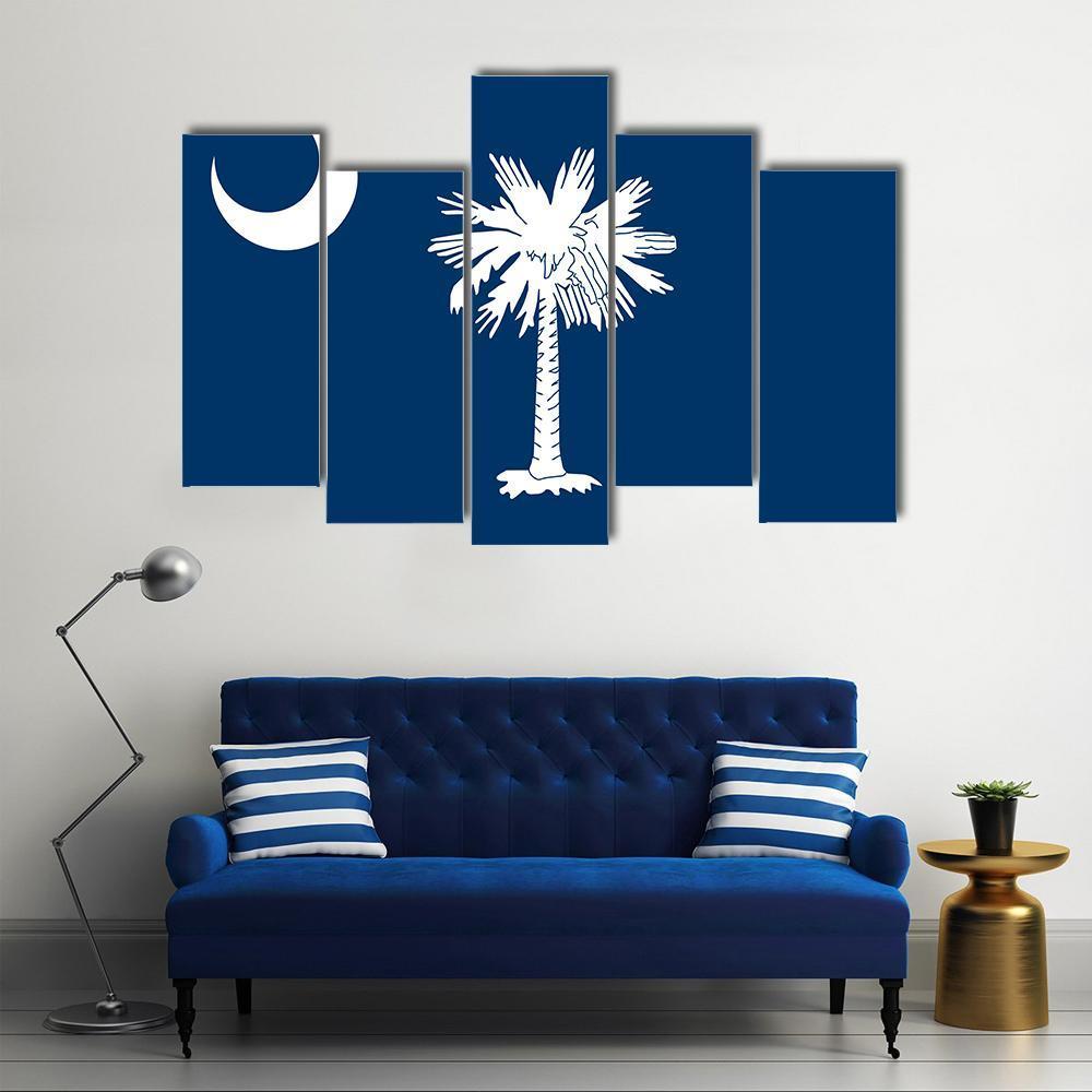 South Carolina State Flag Canvas Wall Art-5 Pop-Gallery Wrap-47" x 32"-Tiaracle