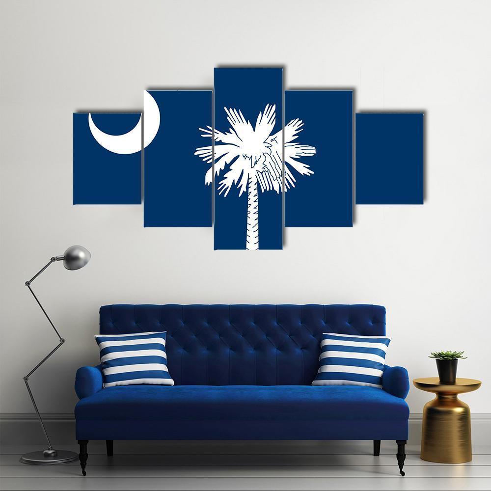 South Carolina State Flag Canvas Wall Art-5 Star-Gallery Wrap-62" x 32"-Tiaracle