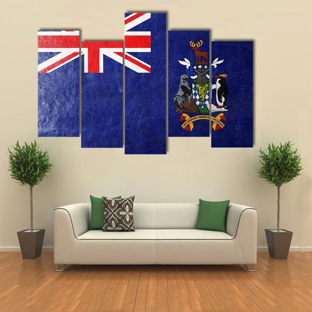 South Georgia And South Sandwich Island Flag Canvas Wall Art-5 Pop-Gallery Wrap-47" x 32"-Tiaracle