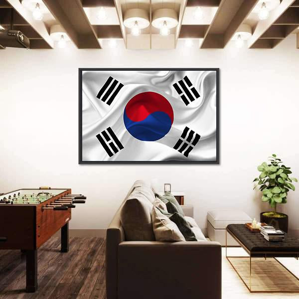 South Korea Waving Flag Canvas Wall Art-3 Horizontal-Gallery Wrap-25" x 16"-Tiaracle