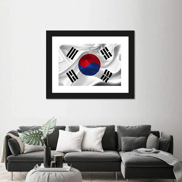 South Korea Waving Flag Canvas Wall Art-3 Horizontal-Gallery Wrap-25" x 16"-Tiaracle