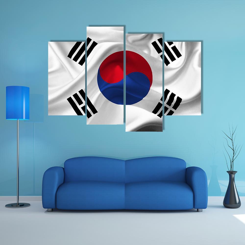 South Korea Waving Flag Canvas Wall Art-4 Pop-Gallery Wrap-50" x 32"-Tiaracle