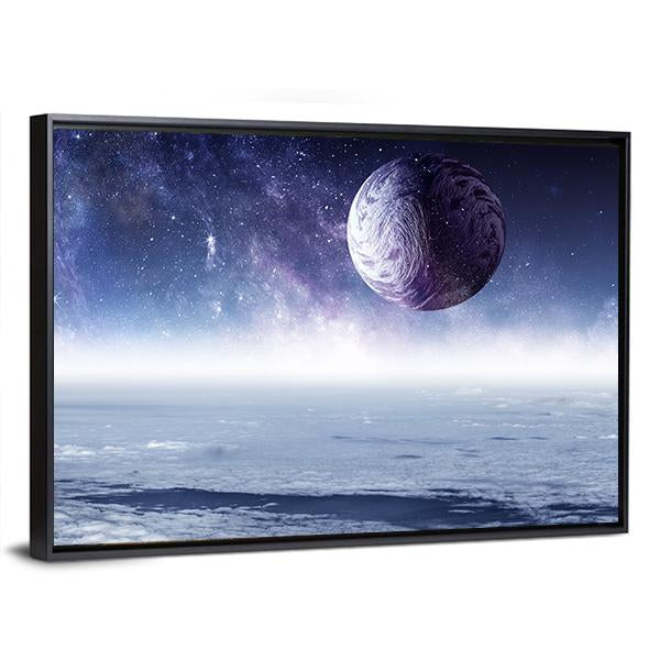 Space Planets And Starry Sky Canvas Wall Art-3 Horizontal-Gallery Wrap-25" x 16"-Tiaracle