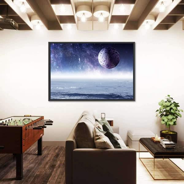 Space Planets And Starry Sky Canvas Wall Art-3 Horizontal-Gallery Wrap-25" x 16"-Tiaracle