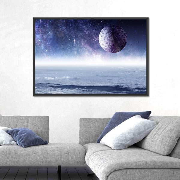 Space Planets And Starry Sky Canvas Wall Art-3 Horizontal-Gallery Wrap-25" x 16"-Tiaracle